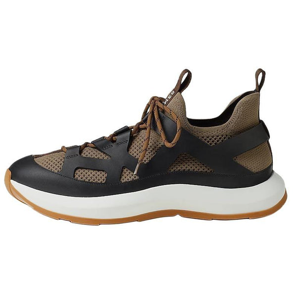 Sporty Brown & Black Hybrid Sneakers with Mesh Detail