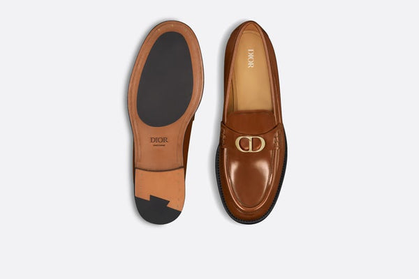 Elegant  Brown Leather Shoes with Signature CD Detail