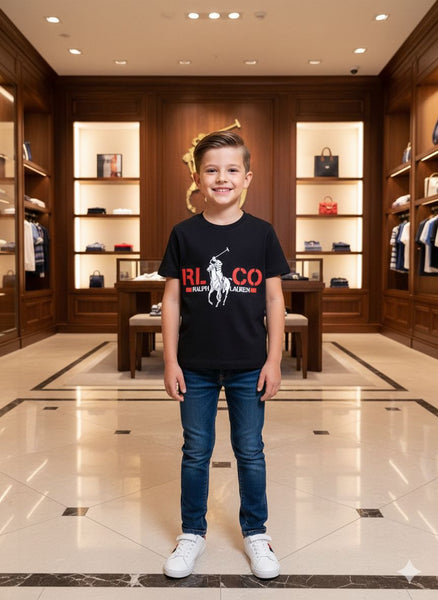 Classic Branded Kids Black Logo T-Shirt – Sporty & Premium Style