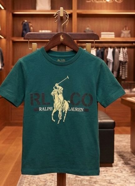 Premium Soft Cool Green Polo Graphic T-Shirt for Kids