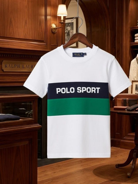 Elegant Boys White Polo Sport Colorblock T-Shirt