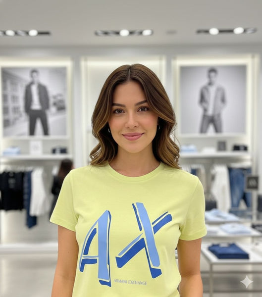 Stylish Light Green AX Printed T-Shirt for Women Casual Slim Fit Tee