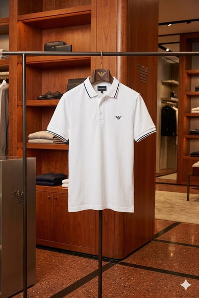 Elegant White Polo T-Shirt with Minimal Logo Timeless Premium Style