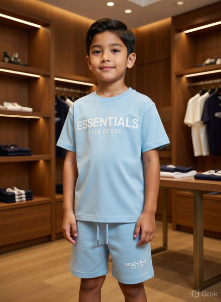 Kids Cool Sky Blue T-Shirt & Shorts Set – Comfy Summer Outfit