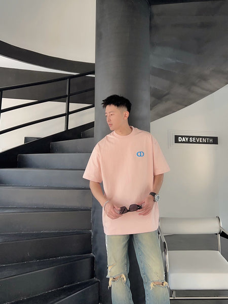 Trendy Peach Oversized T-Shirt with Minimal Front Logo