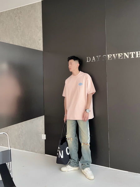 Trendy Peach Oversized T-Shirt with Minimal Front Logo
