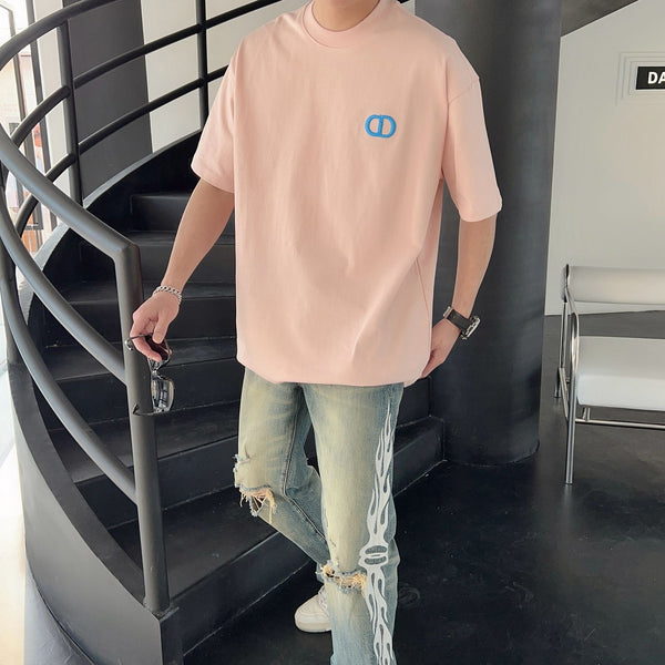 Trendy Peach Oversized T-Shirt with Minimal Front Logo