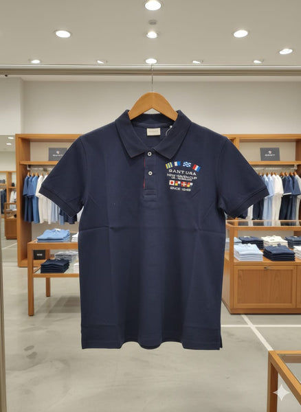 Premium Men Blue Regular Fit Solid Polo T-shirt