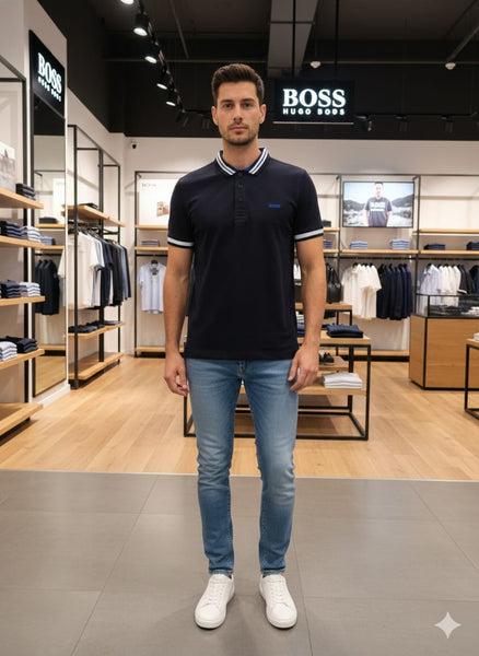 Premium Navy Blue Branded  Polo T-Shirt Classic Smart Casual Style