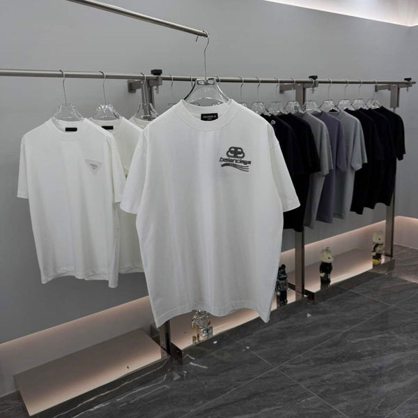 Luxury Imported White Minimal Logo Over sized T-Shirt Luxury Casual Wear
