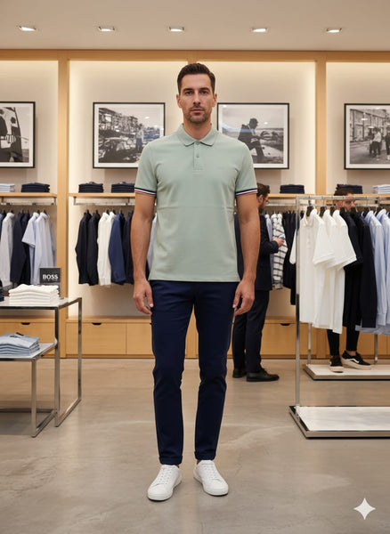 Classic Polo T-Shirt with Contrast Trim Sleeve