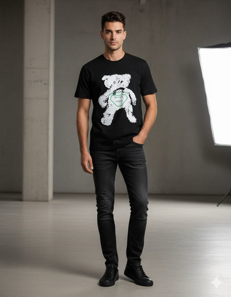 Luxury White Teddy Graphic Printed T-Shirt – Premium Casual Wear