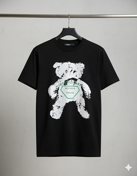 Luxury White Teddy Graphic Printed T-Shirt – Premium Casual Wear