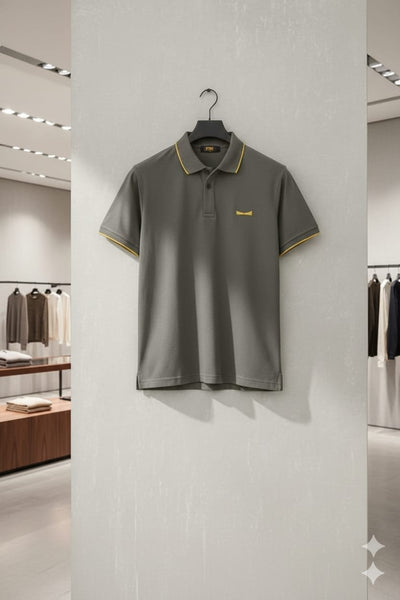 Premium Men’s Olive Grey Polo T-Shirt with Contrast Collar