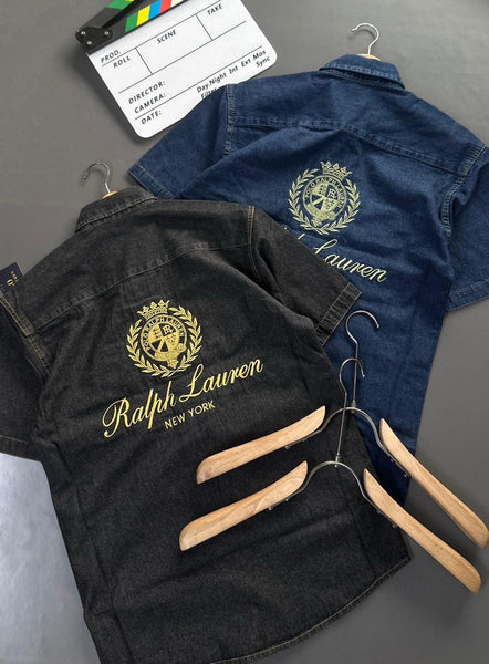 Premium Denim Short Sleeve Shirt Stylish Casual Wear