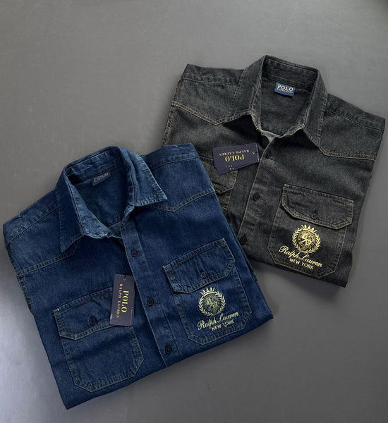 Premium Denim Short Sleeve Shirt Stylish Casual Wear