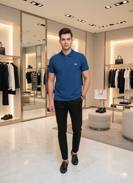 Premium Navy Blue Polo T-Shirt Elegant Regular Fit Casual Wear