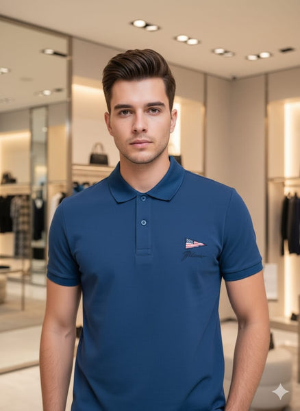 Premium Navy Blue Polo T-Shirt Elegant Regular Fit Casual Wear