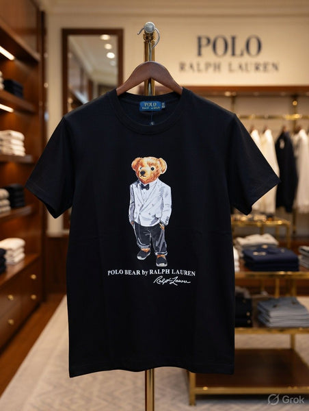 Classic Black Polo Bear Graphic T-Shirt