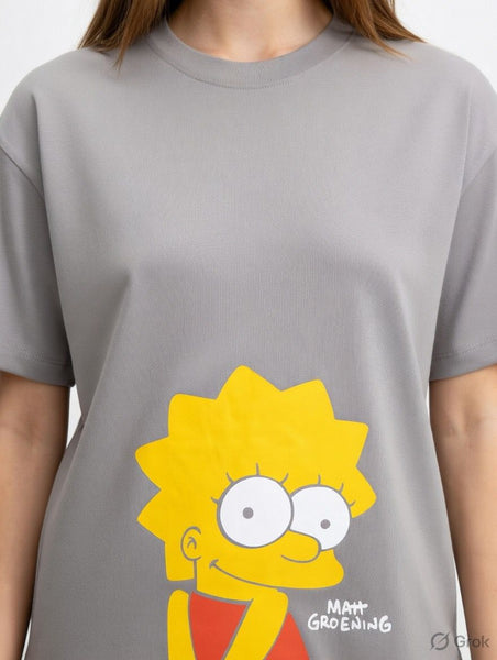 Premium Stylish Grey Cartoon Print  T-Shirt for Women