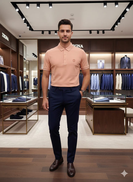 Premium Peach Polo Neck T-Shirt for Men
