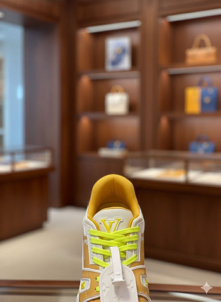 Luxury Colorblock Designer Sneakers with Neon Lace Detail