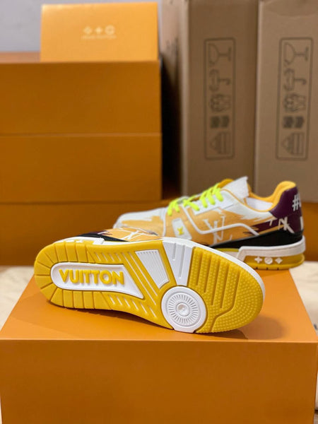 Luxury Colorblock Designer Sneakers with Neon Lace Detail