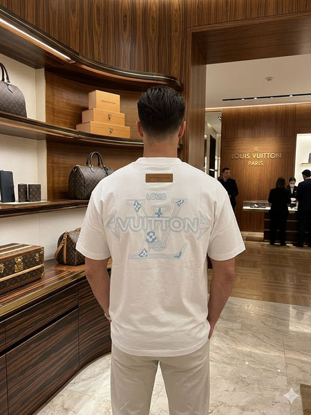 Premium White Designer Back Brand Signature Oversized T-Shirt for Men