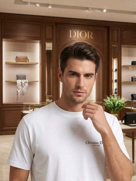 Premium White Floral Print  Branded Drop shoulder T-Shirt for Men