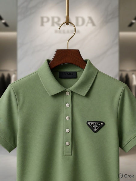 Elegant Sage Green Polo Dress with Signature Logo