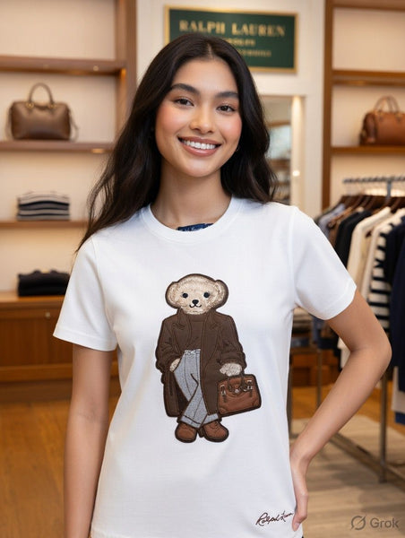 Stylish Teddy Bear Embroidered T-Shirt for Women