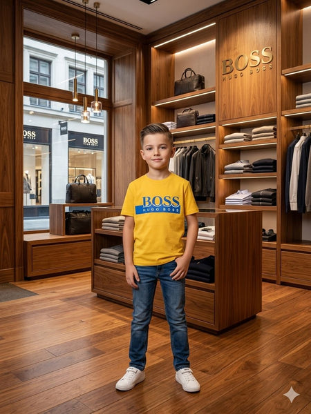 Premium Kids Yellow Brand Logo T-Shirt Stylish & Comfortable Casual Wear