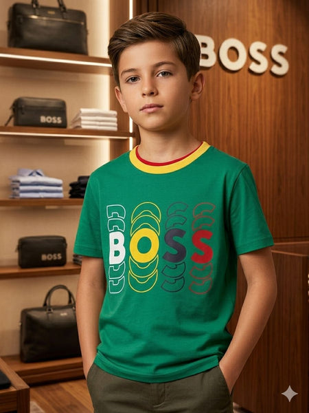 Premium Kids Green Graphic Logo T-Shirt Trendy & Branded