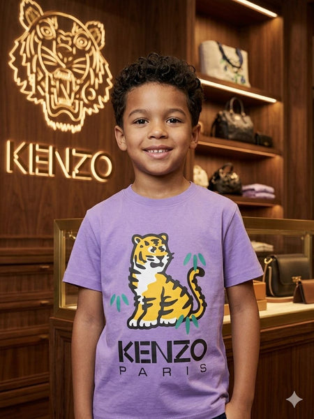 Premium Kids Purple Tiger Print  -Shirt