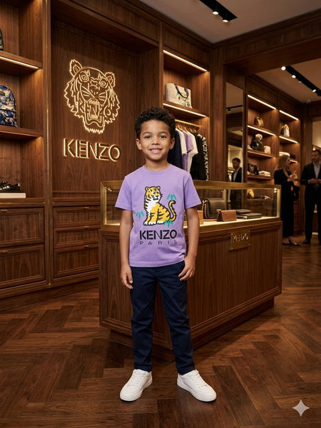 Premium Kids Purple Tiger Print  -Shirt