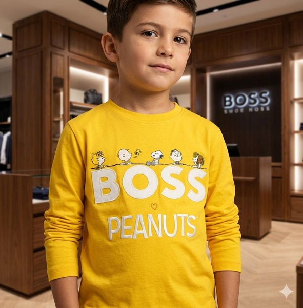 Premium Kids  Yellow Full Sleeve Printed T-Shirt