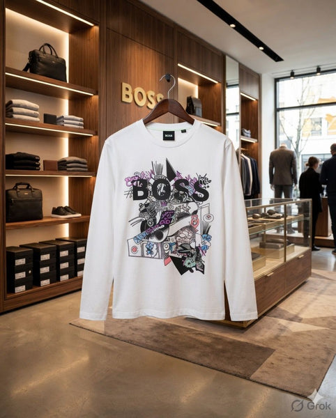 Premium Kids White Graphic Print Full Sleeve  T-Shirt