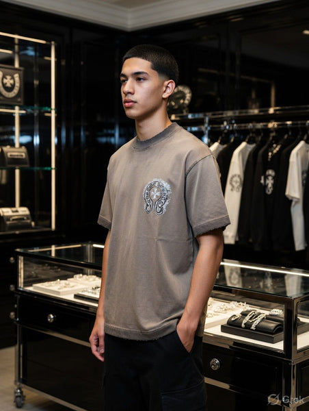 Premium Washed Grey Over sized T-Shirt with Minimal Chest Logo