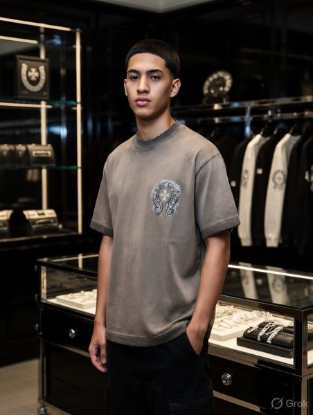 Premium Washed Grey Over sized T-Shirt with Minimal Chest Logo