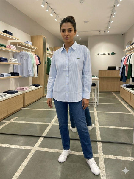 Premium Women’s Striped Formal Shirt  with Signature Logo