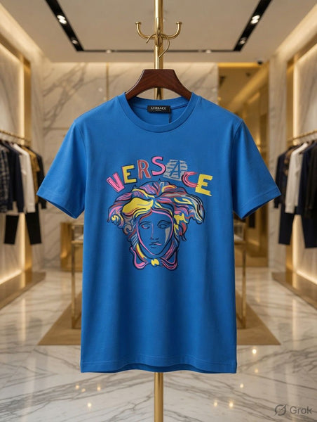 Premium Blue Graphic Printed Casual T-Shirt for Women