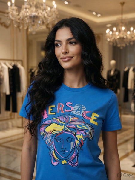 Premium Blue Graphic Printed Casual T-Shirt for Women