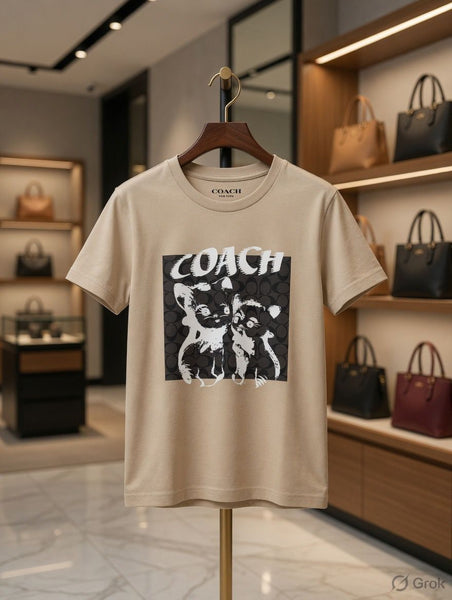 Premium Beige Graphic Printed Casual T-Shirt for Women