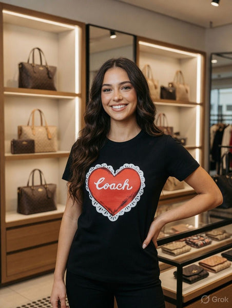 Premium Black Heart Print Casual T-Shirt for Women