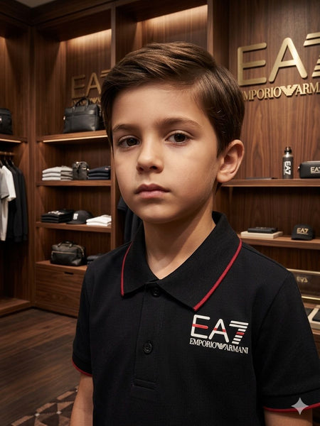 Premium Style Black Polo T-Shirt with Red Trim