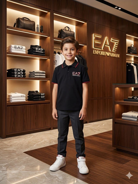 Premium Style Black Polo T-Shirt with Red Trim