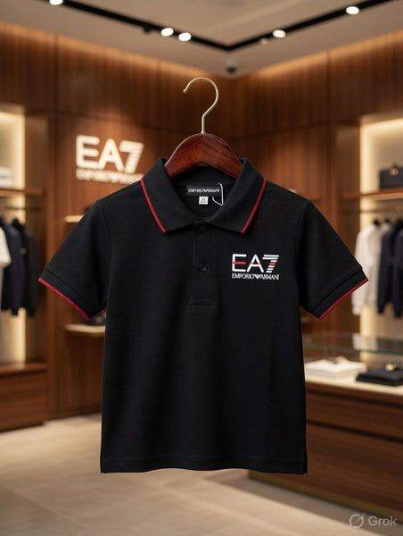 Premium Style Black Polo T-Shirt with Red Trim