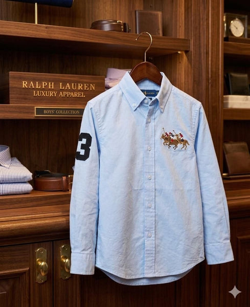 Premium Kids Sky Blue Button-Down Shirt Elegant Smart Casual Wear