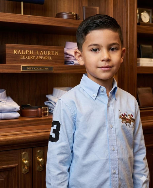 Premium Kids Sky Blue Button-Down Shirt Elegant Smart Casual Wear