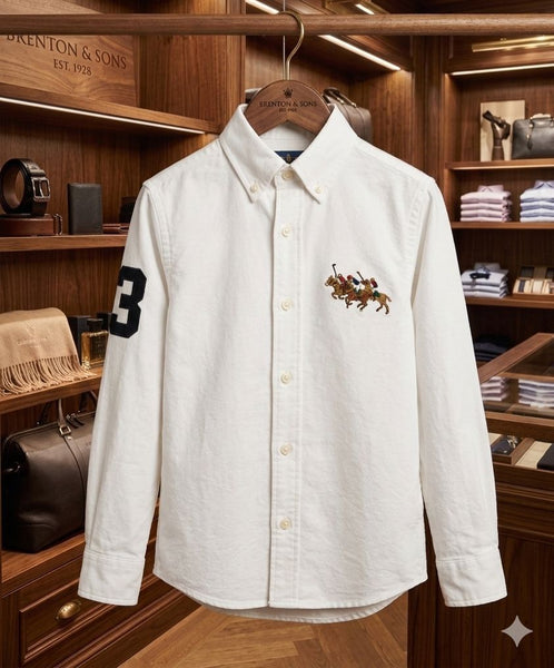 Premium Boys White Polo Shirt Classic Embroidered Logo Shirt